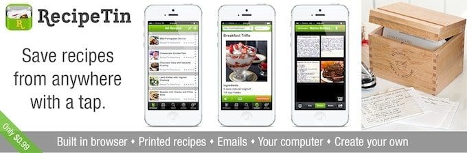 Save recipes from anywhere in your iPhone and iPad with RecipeTin!