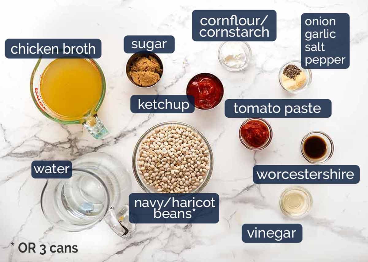 Ingredients in homemade Heinz Baked Beans