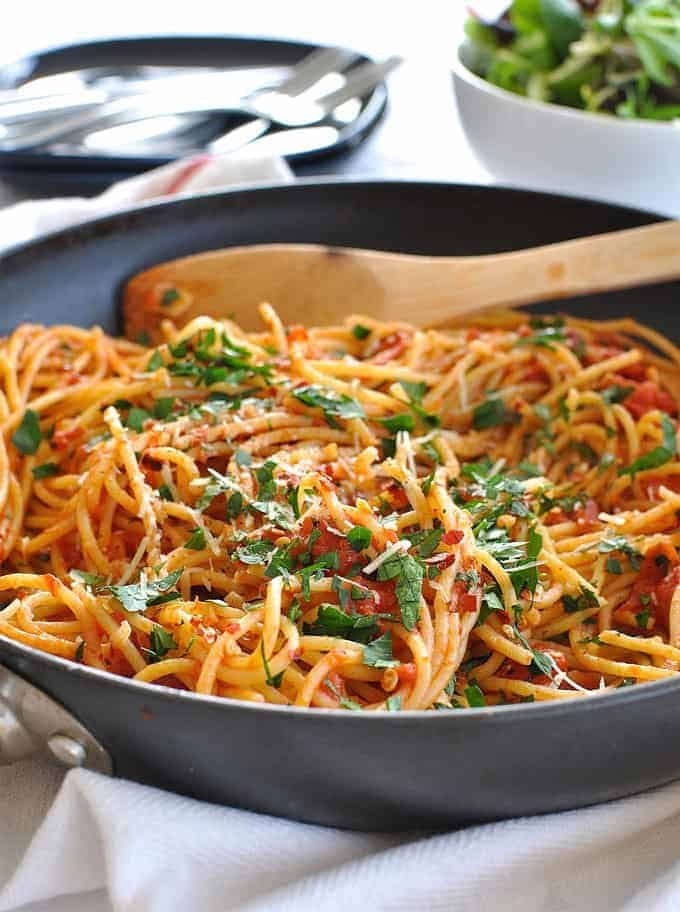 Spicy Pasta Arrabbiata: 8 Classic Simple Authentic Pasta Recipes. Pantry favourites on the table in 15 minutes or less.