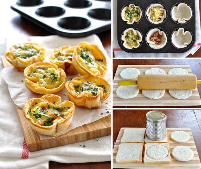 Quiche Toast Cups process photos