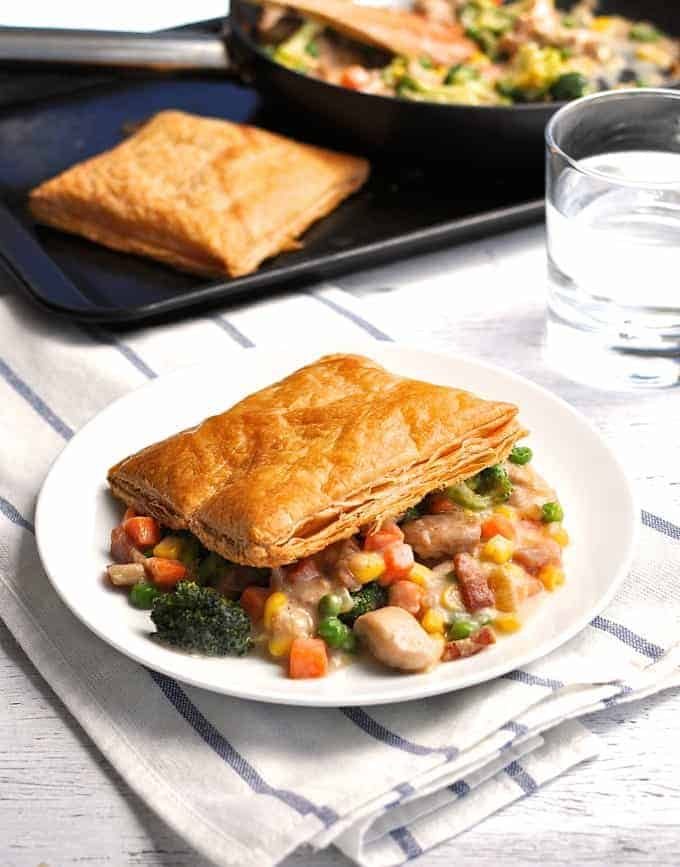 Quick Chicken Pot Pie on a white plate