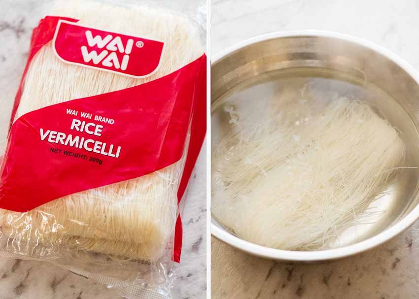 Preparation of Rice noodles / vermicelli noodles for Singapore Noodles