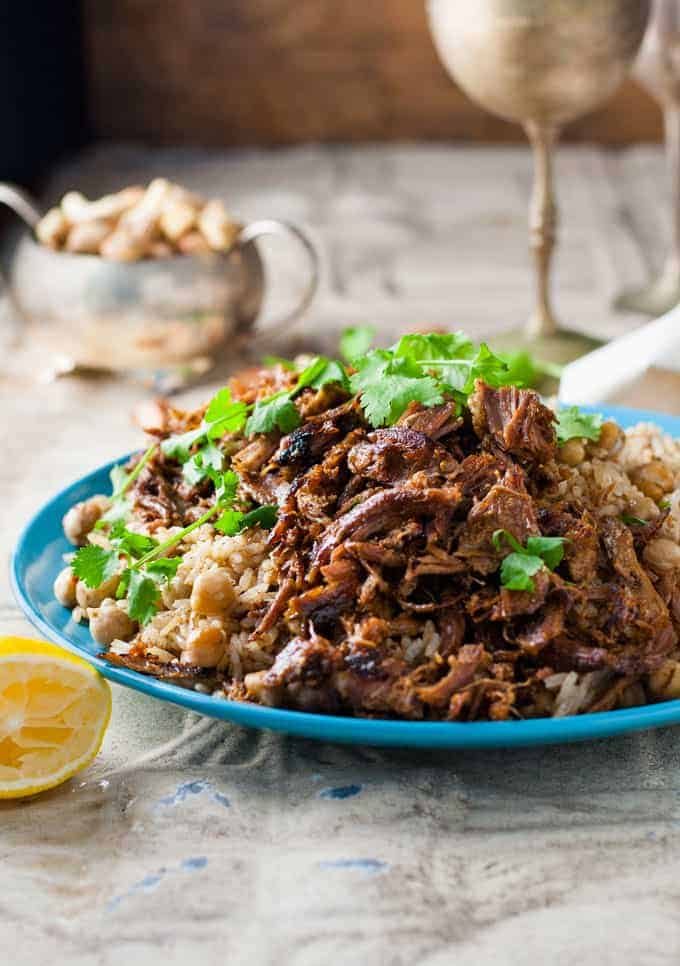 Middle Eastern Shredded Lamb with Chickpea Pilaf (Rice) - easy and fast to prepare, with everyday ingredients. Amazing, exotic flavour.