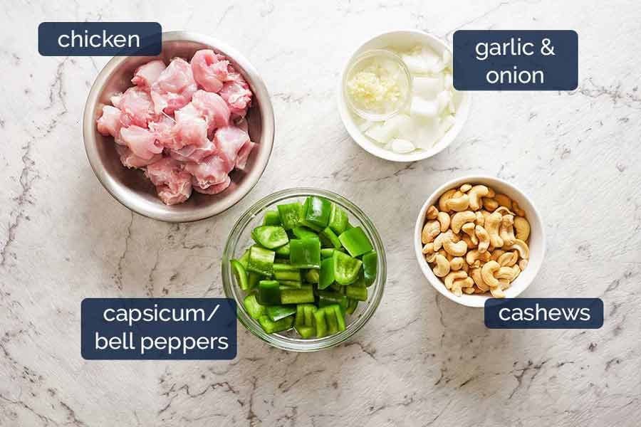 Ingredients in Chinese Cashew Chicken stir fry