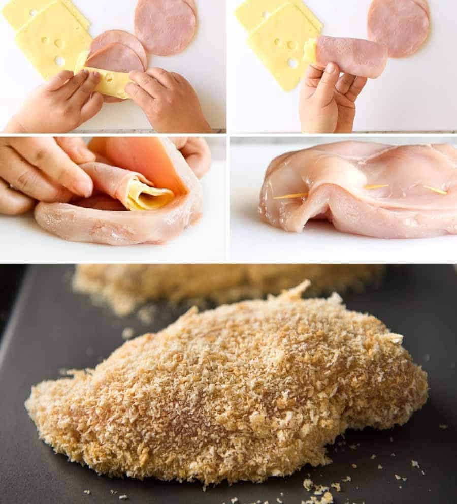 Preparation steps for Easy Chicken Cordon Bleu