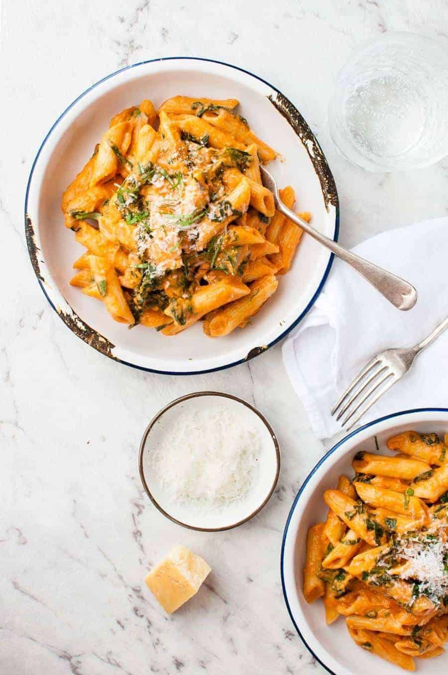 Creamy Sun Dried Tomato Pasta in a bowl
