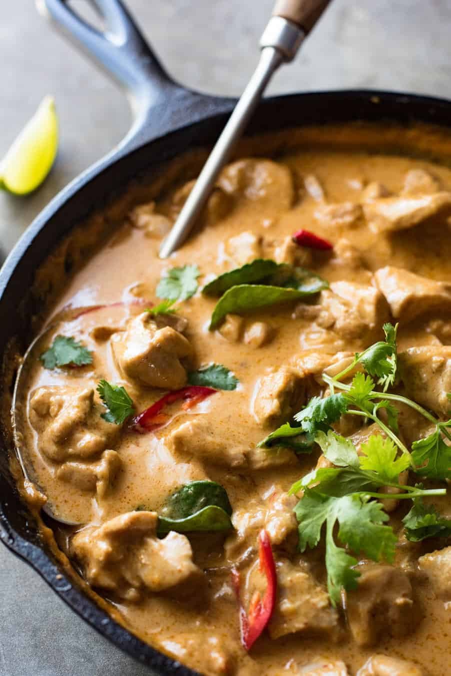 Thai Mango Chicken Curry - Restaurant quality, extra saucy, thick and creamy, 1/3 less calories, this Thai Red Curry is truly incredible.