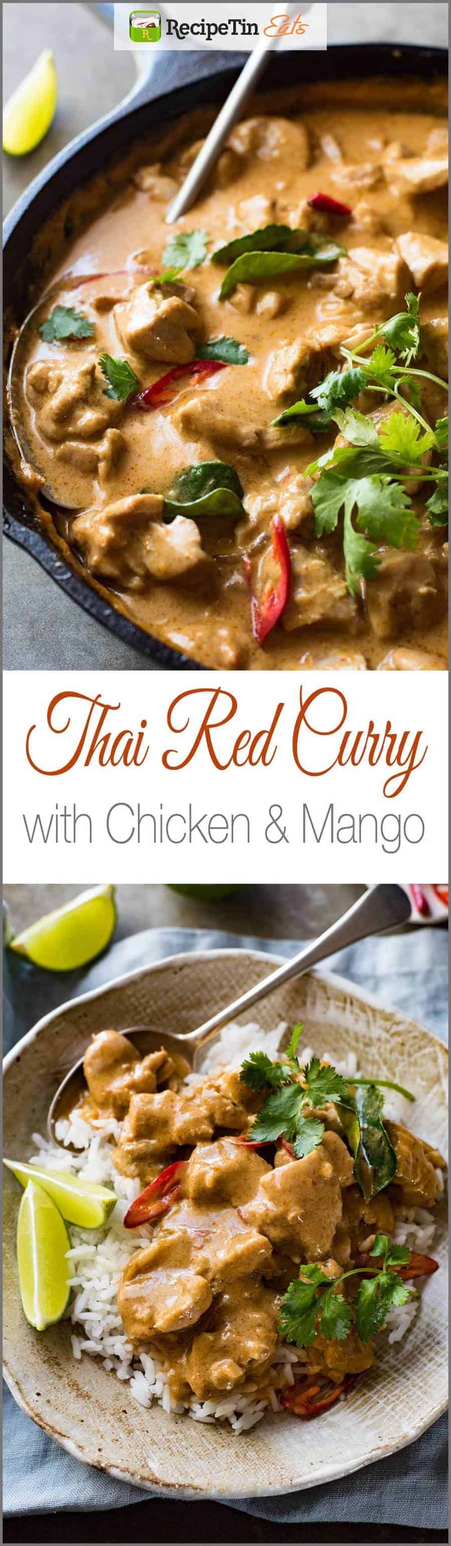 Mango Thai Red Curry with Chicken - Restaurant quality, extra saucy, thick and creamy, 1/3 less calories, this Thai Red Curry is truly incredible.