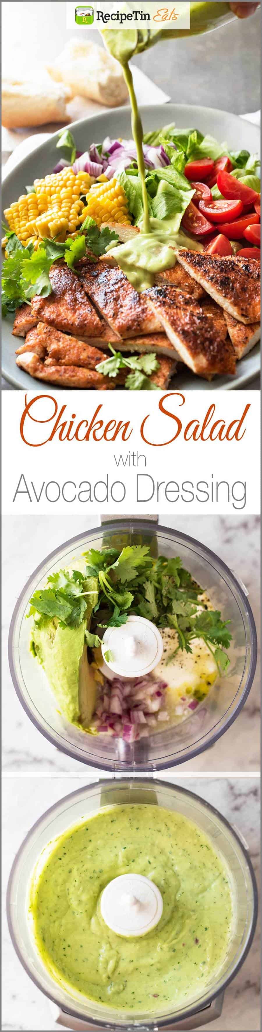 Chicken Salad with Avocado Dressing - The creamy, healthy avocado dressing is the star of this!