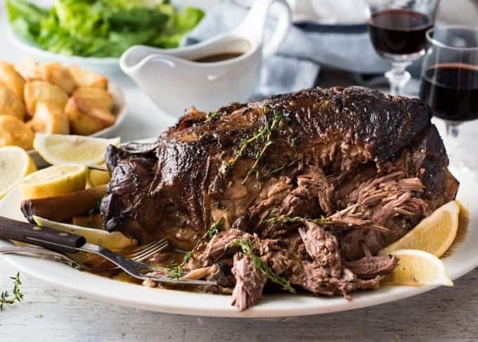 Slow Roasted GREEK Leg of Lamb - Tender fall apart lamb made the Greek way! Super easy.