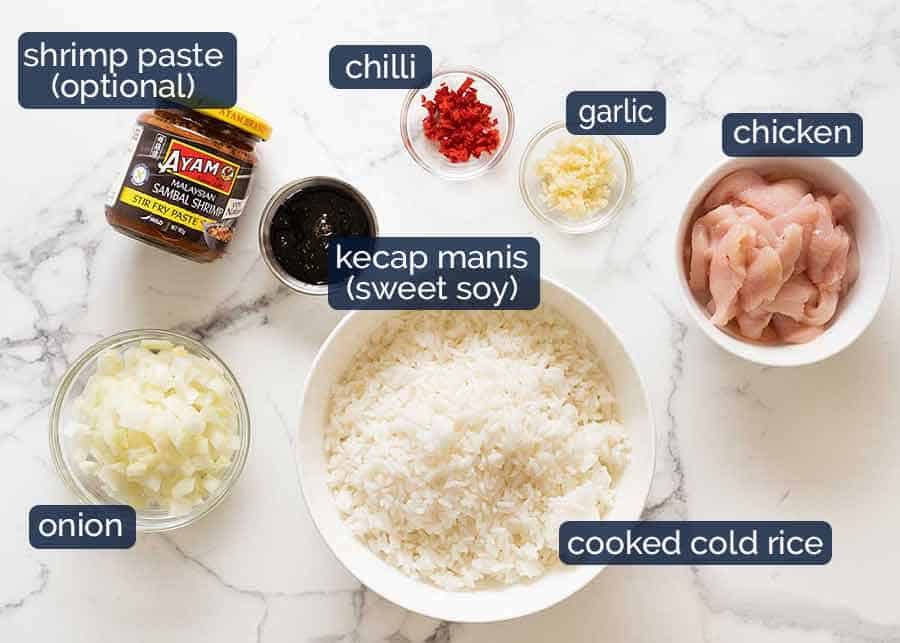 Ingredients in Nasi Goreng (Indonesian Fried Rice)