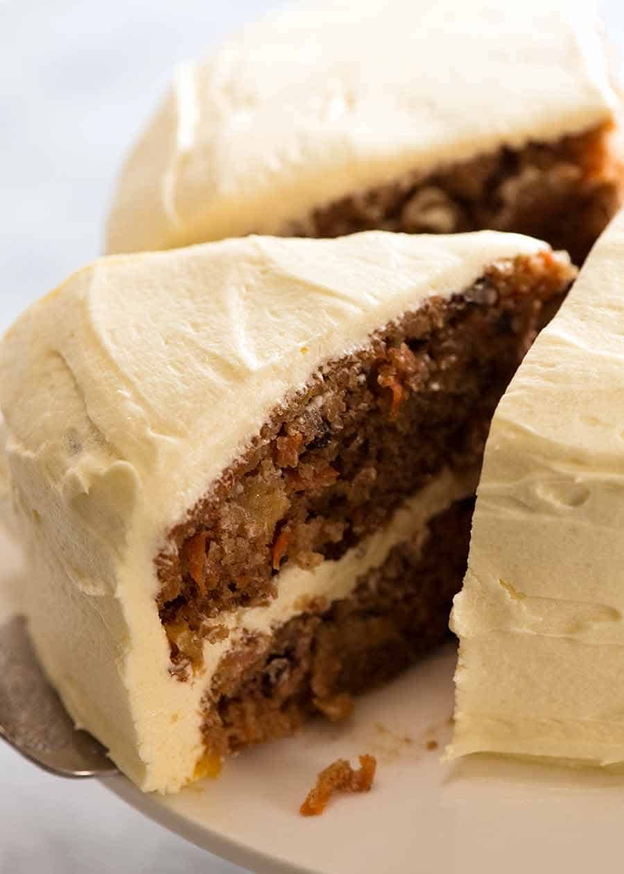 Close up of slice of Carrot Cake