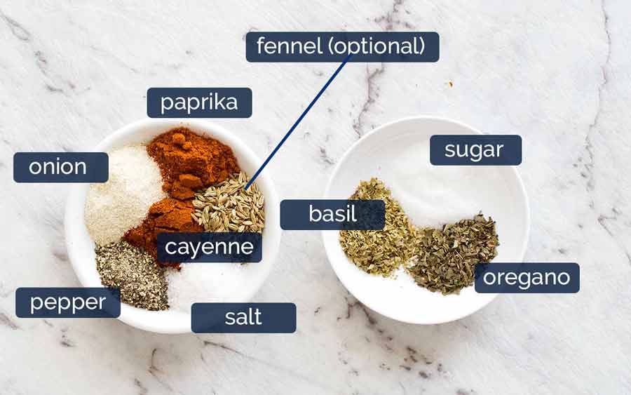 Spice flavourings in Baked Ziti