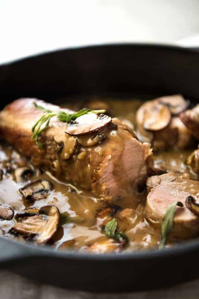 Pork Tenderloin served with a Creamy Marsala Mushroom Sauce - so easy to make, yet impressive enough for company! recipetineats.com
