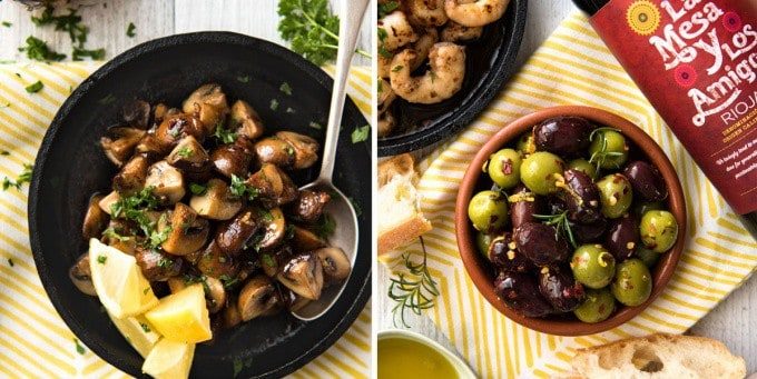 5 Easy Spanish Tapas recipes - Garlic Mushrooms and Marinated Olives www.recipetineats.com