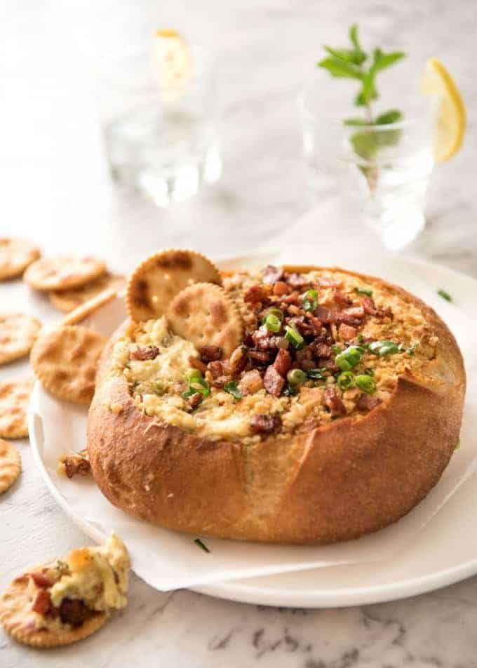 This Cheese and Bacon Dip is creamy, cheesy and loaded with bacon! Super easy to make, made with cream cheese. recipetineats.com