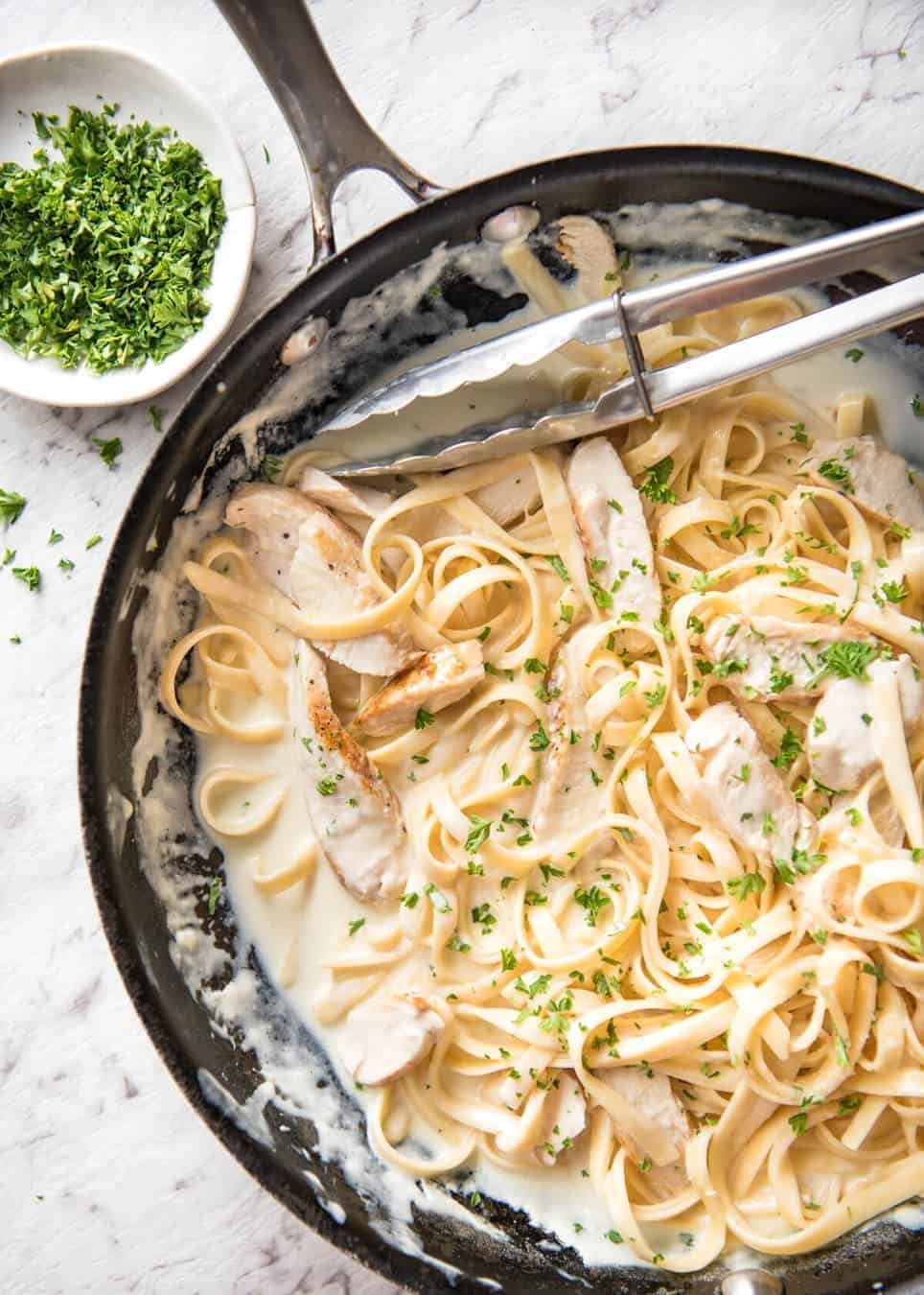 Silky creamy sauce and perfectly cooked pasta, this is the best way to make a One Pot Chicken Alfredo Pasta. No more gluggy sauces and unevenly cooked pasta! recipetineats.com