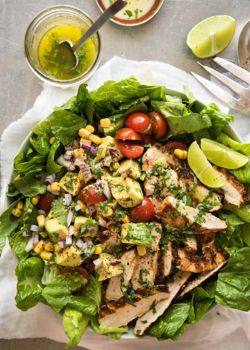 Loaded with all the good stuff! This Mexican Chicken and Avocado Salad is unbelievably good! www.recipetineats.com