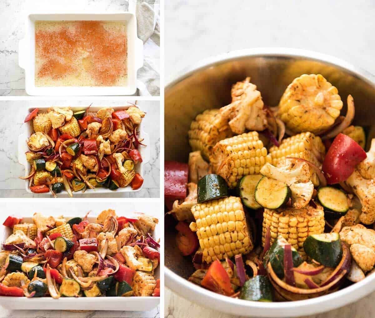 Oven Baked Rice and Vegetables - Fluffy seasoned rice and oven roasted vegetables, all made in ONE pan! Fabulous meal or side, super quick and easy to prep. recipetineats.com