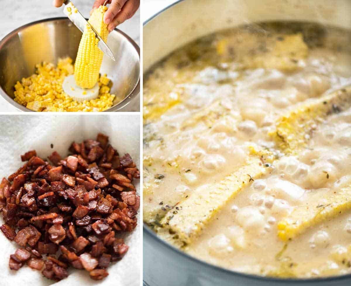 How to Make Corn Chowder with Bacon www.recipetineats.com