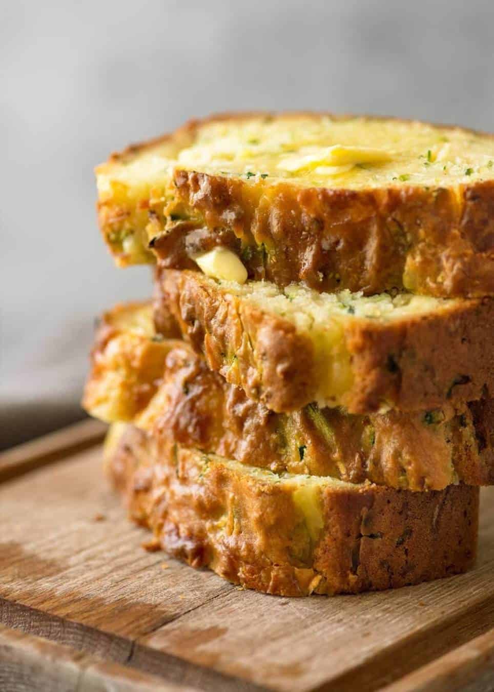 A Cheesy Zucchini Bread that's quick to make (no yeast) and is so moist, you'll scoff it down even without slathering it with butter! www.recipetineats.com