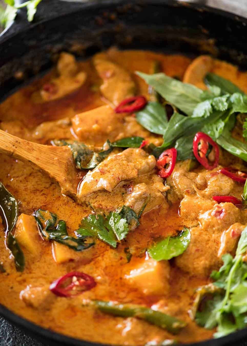 Thai Red Curry with Chicken with a homemade Thai Red Curry Paste. Based on recipes from some fo the most well known Thai Chefs in the world. recipetineats.com
