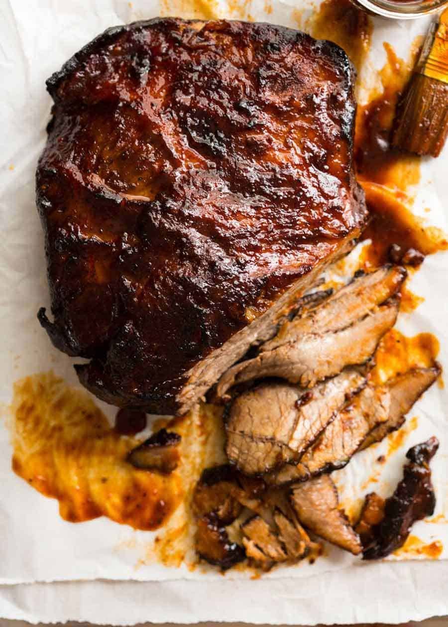 Overhead photo of Slow Cooker BBQ Beef Brisket