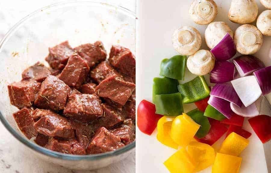 Marinated beef for Beef Kabobs