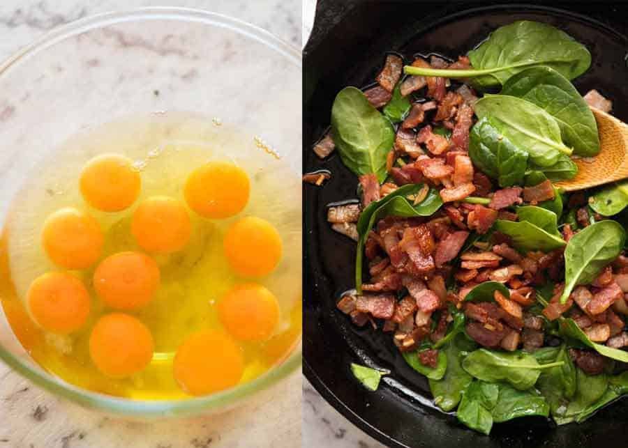 Bacon and eggs for frittata