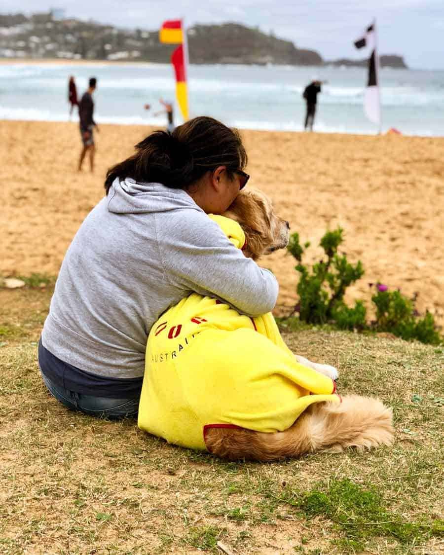 Dozer and Nagi from RecipeTin Eats at Avoca Beach, October 2018