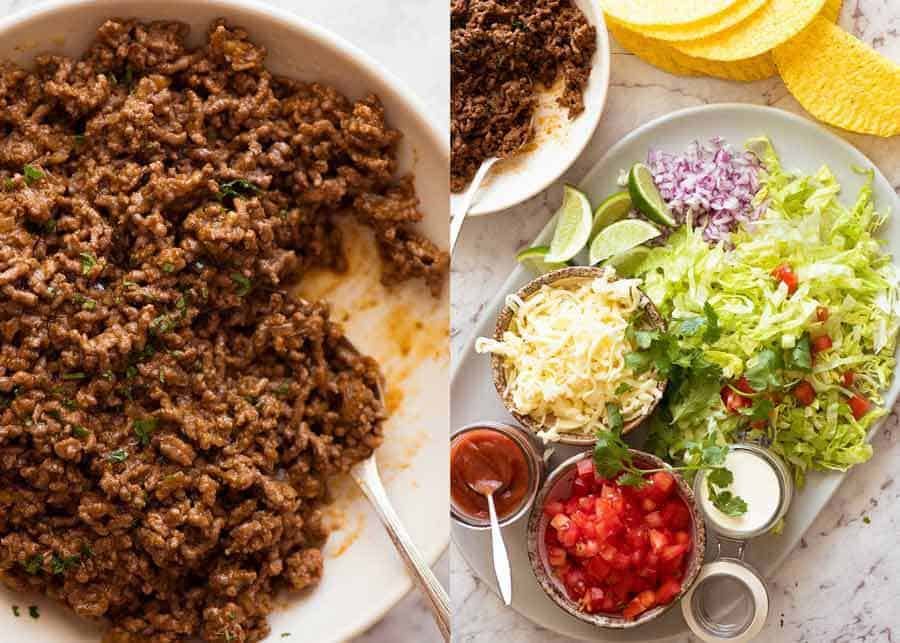 Beef Taco Filling and Toppings