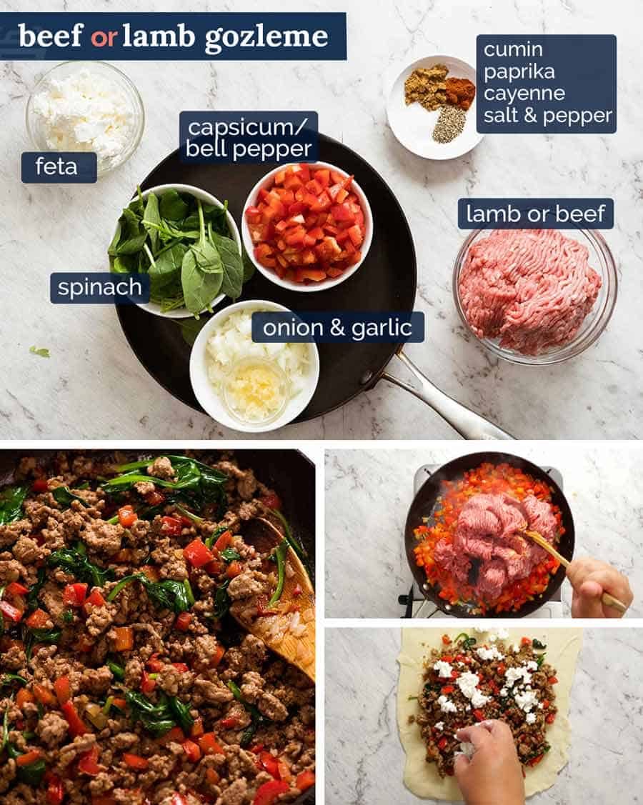 How to make beef or lamb gozleme