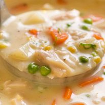 Ladling Fish Chowder Soup out of pot, fresh off the stove