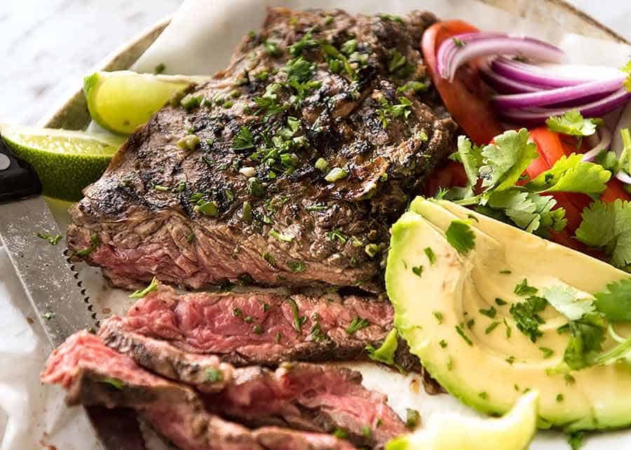 Carne Asada close up with avocado