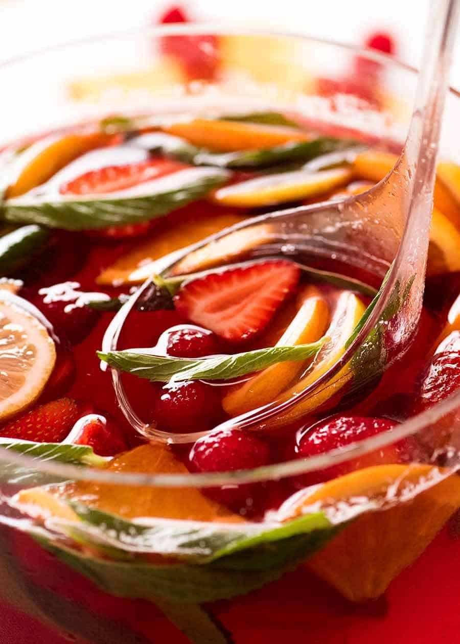 Close up of spoon ladling Celebration Fruit Punch