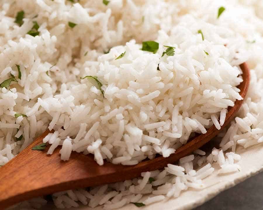 Close up of a pile of fluffy Basmati Rice