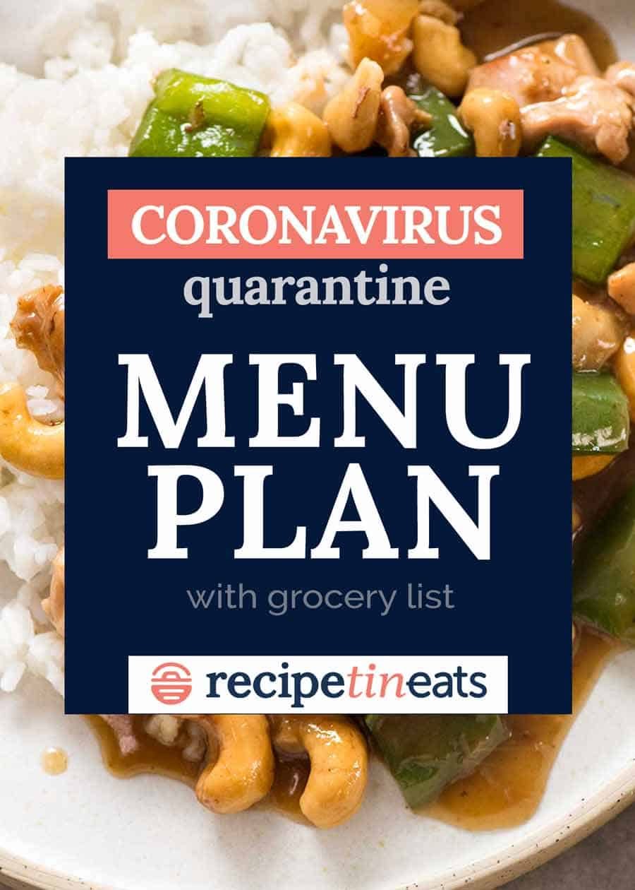Corona virus quarantine menu plan