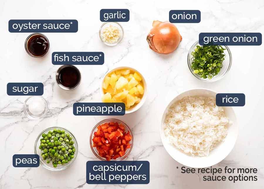 Ingredients in Pineapple Fried Rice (Thai)