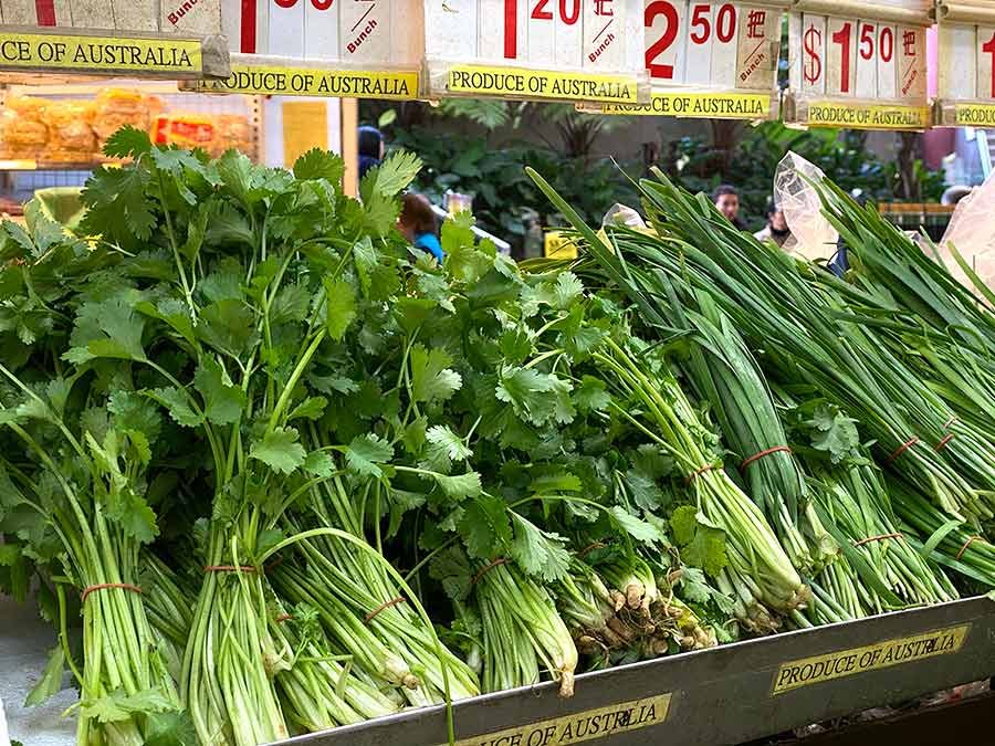 Fresh herbs at Asian market