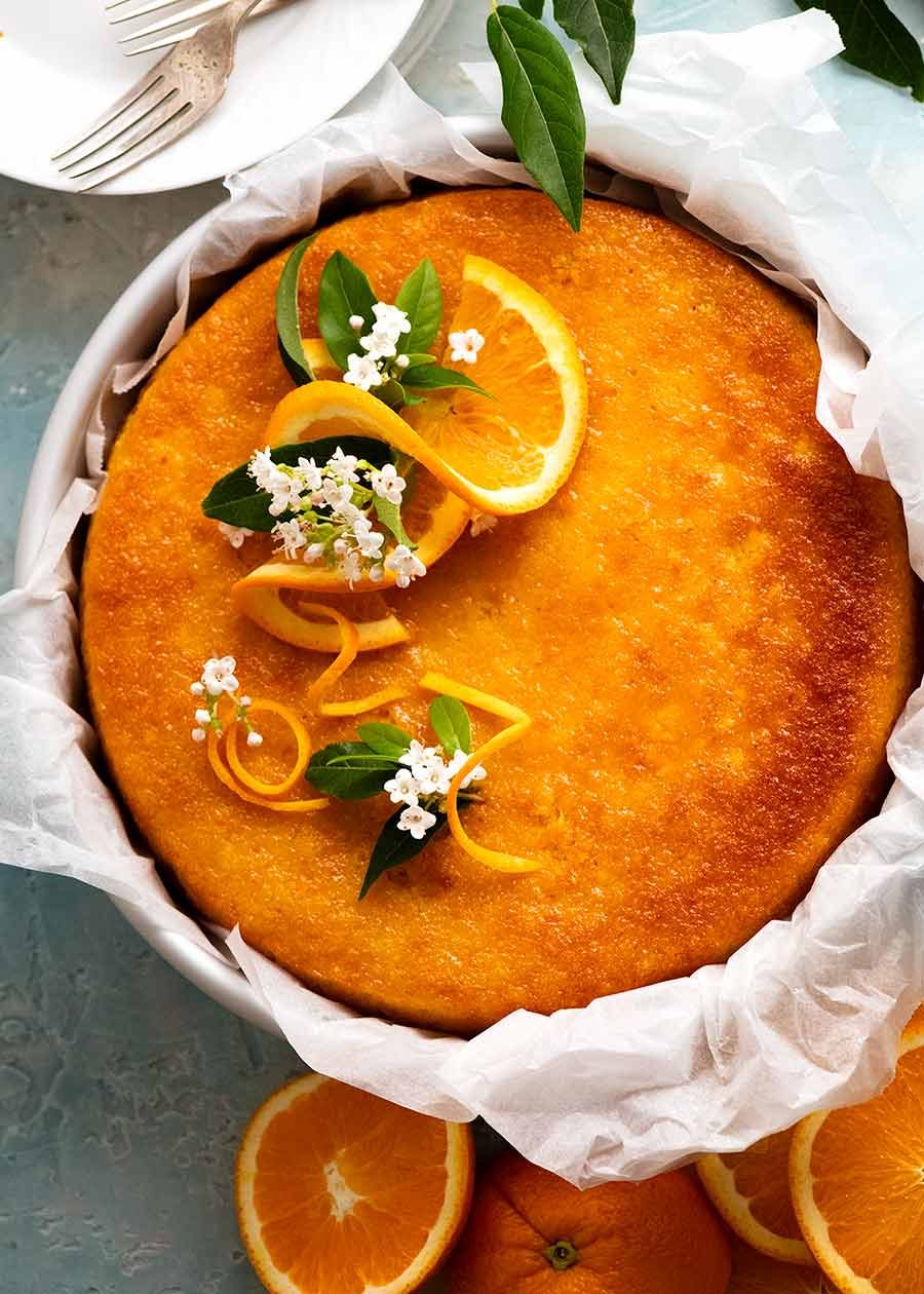 Overhead photo of Orange Cake - flourless, gluten free