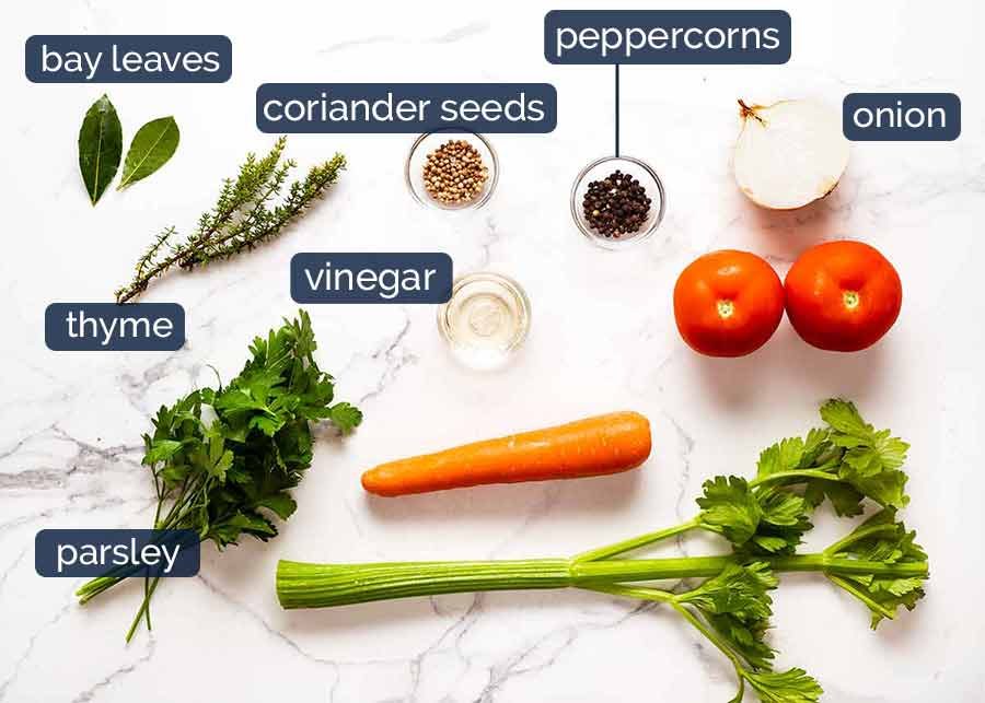 Ingredients in homemade beef stock