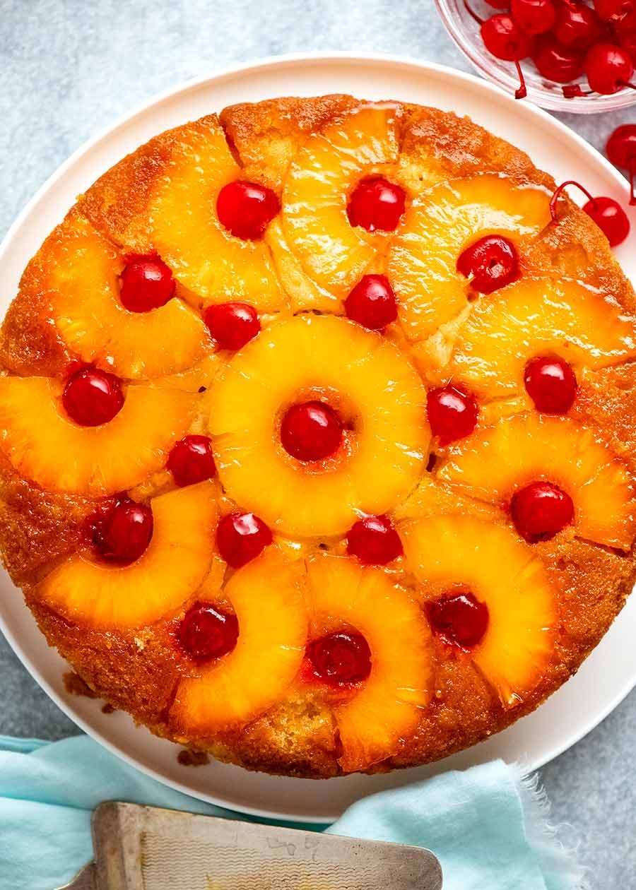Overhead photo of Pineapple Upside Down Cake