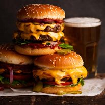 Stack of cheeseburgers