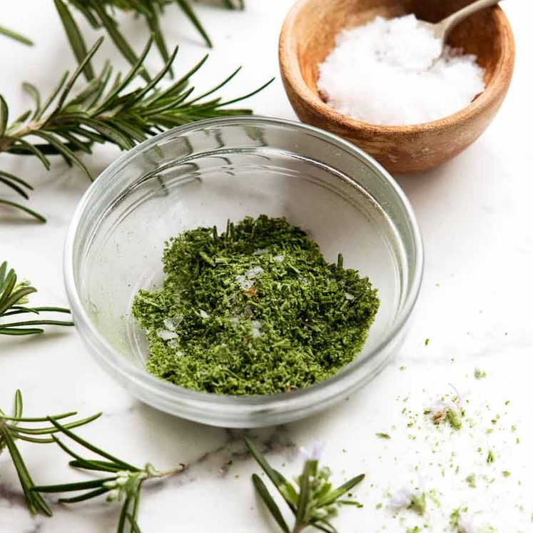 Bowl of rosemary salt