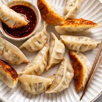 Plate of Vegetable Dumplings (Potstickers)