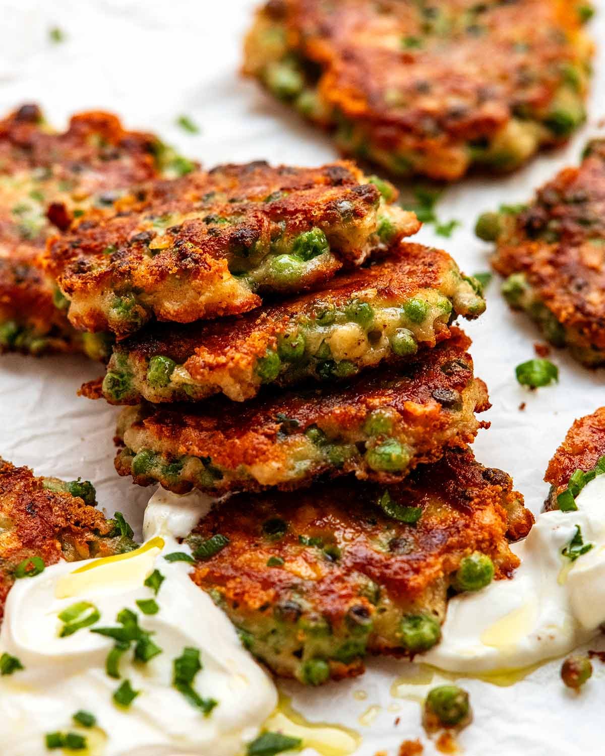Crispy pea fritters