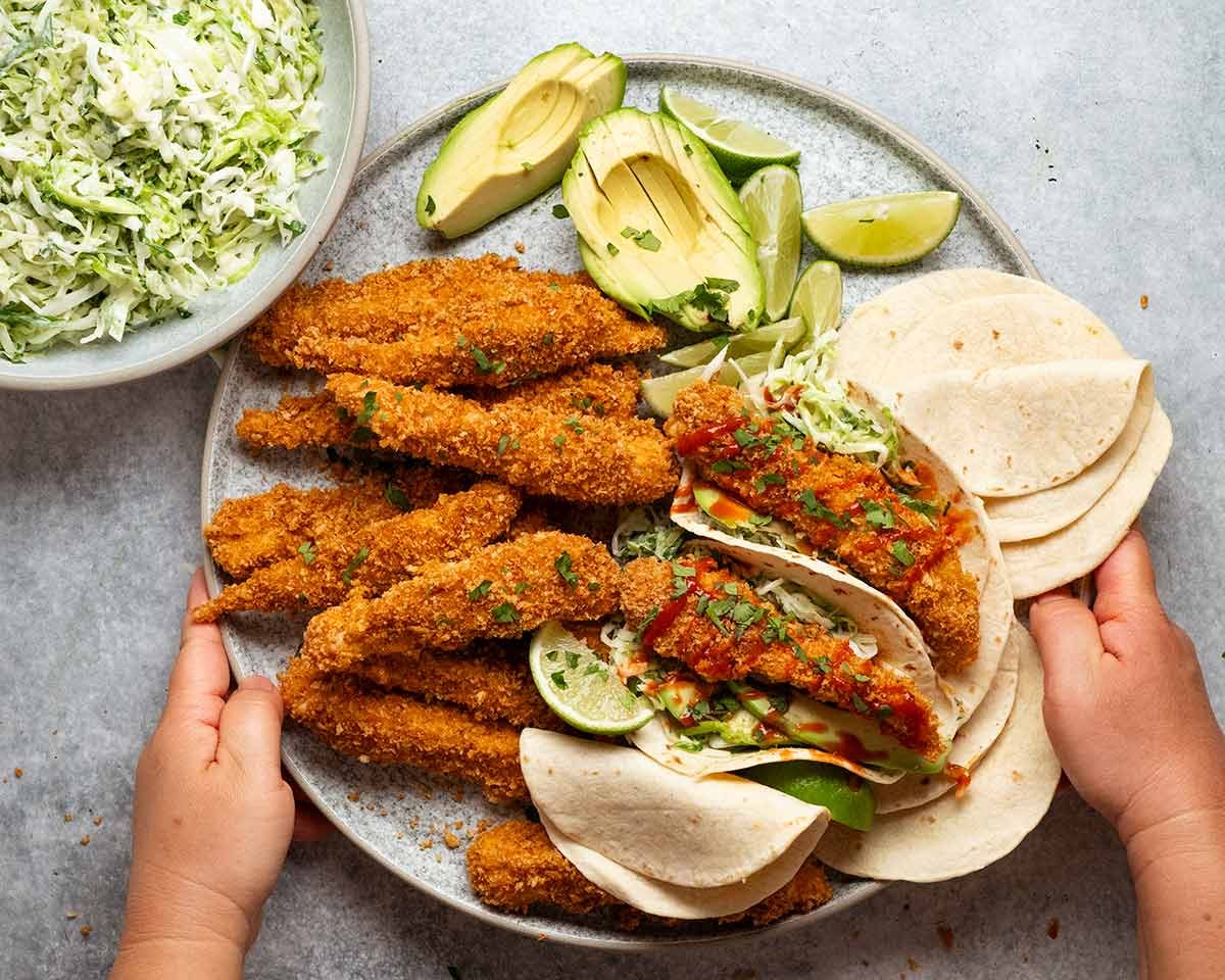 Crunchy chicken taco fingers