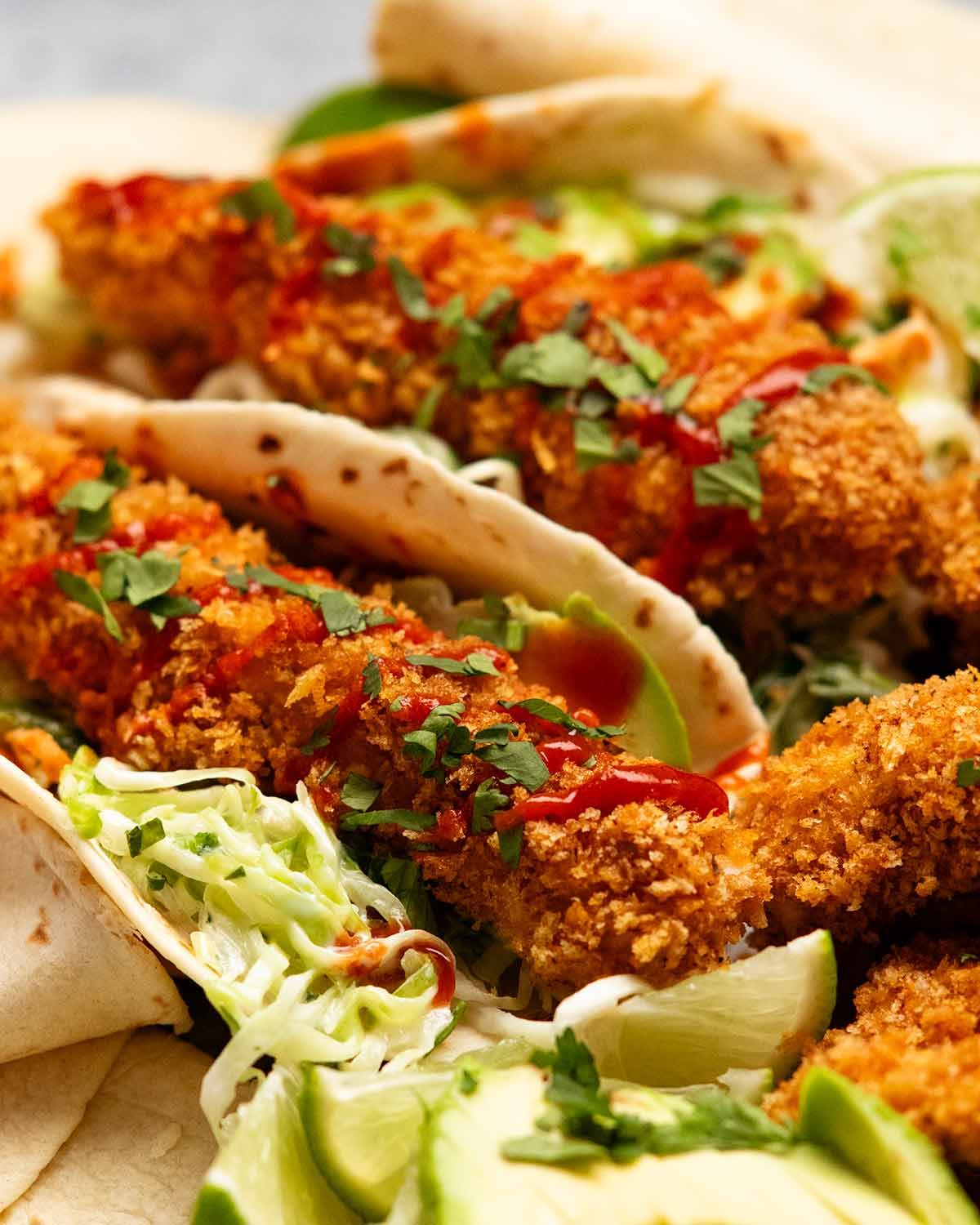 Crunchy chicken taco fingers
