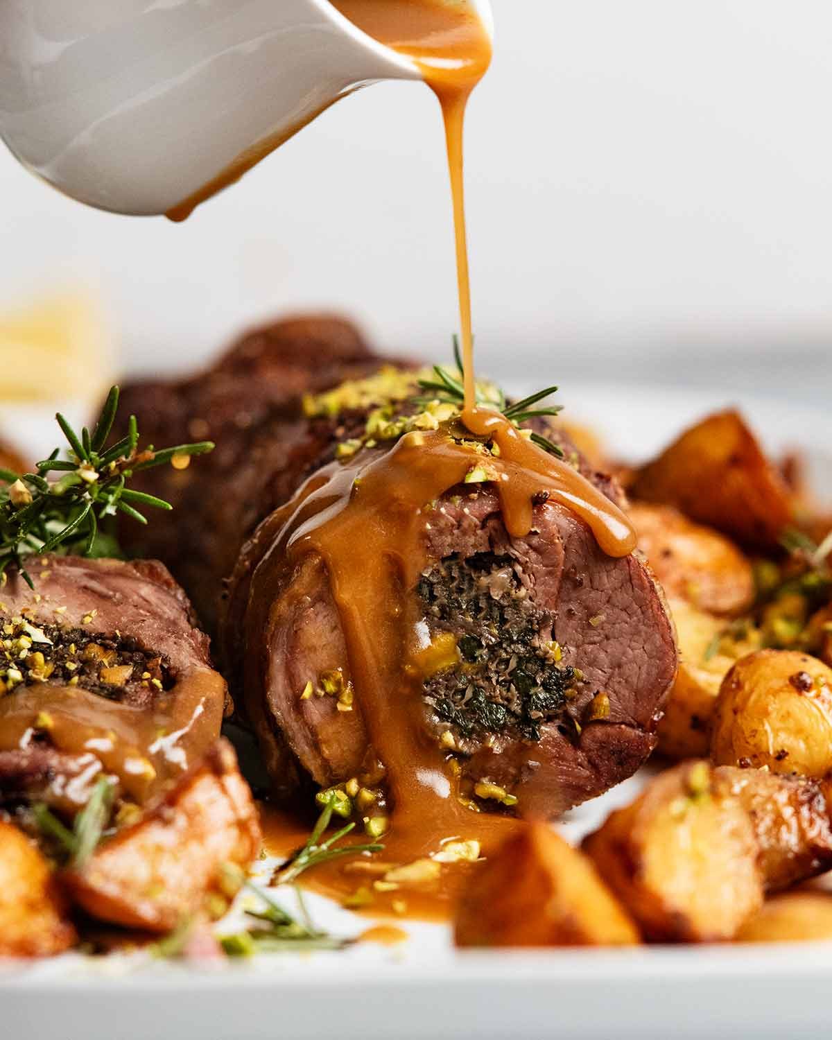 Easter slow-roast stuffed lamb