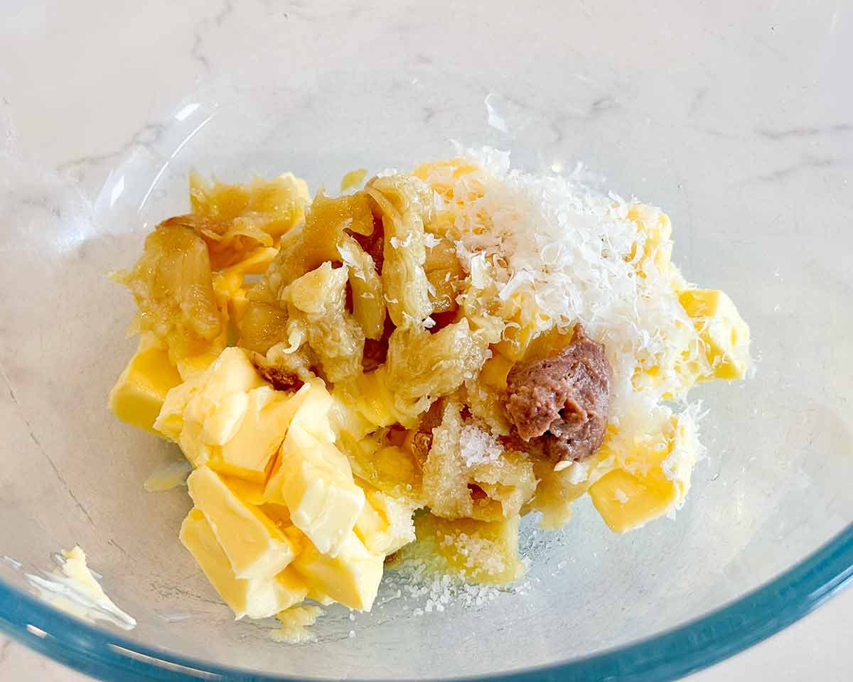 Roasted garlic parmesan butter